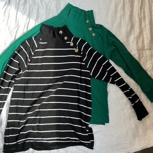 J Crew Size Small Women's Sweaters lot of TWO tunic sweaters Wide button-collar